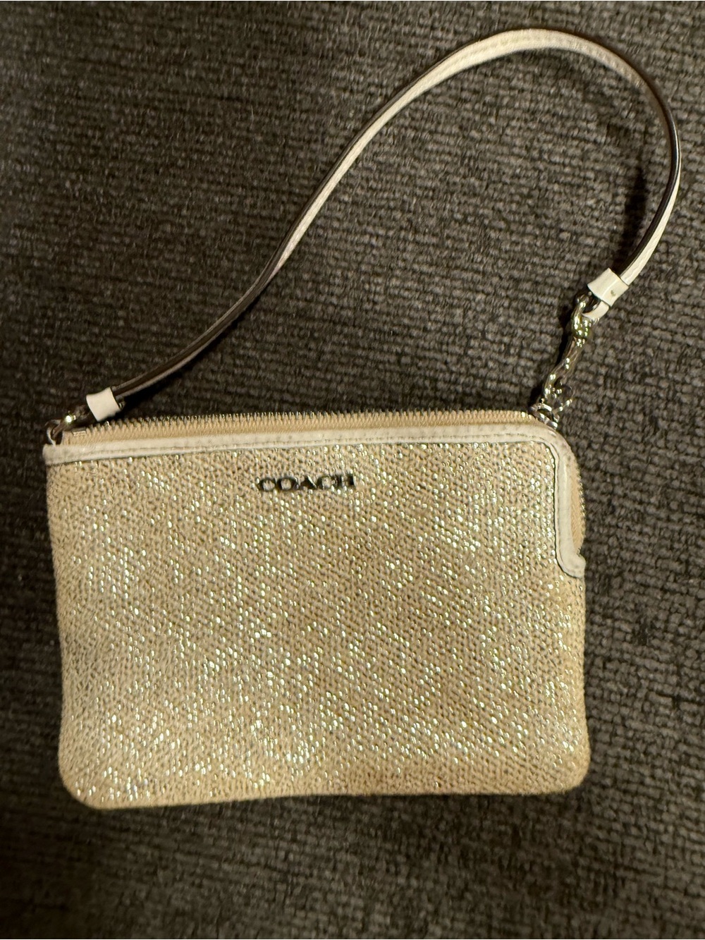 COACH Gold Glitter Wristlet Clutch